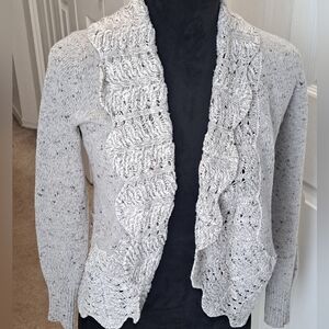 Crocheted & Knit Open Front Cardigan   Size SP